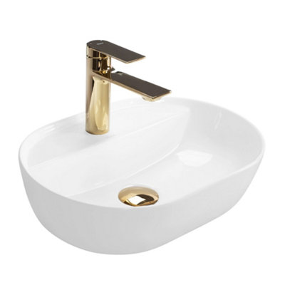 Countertop Washbasin Rea Aura 42 White OvalCeramics from B&Q