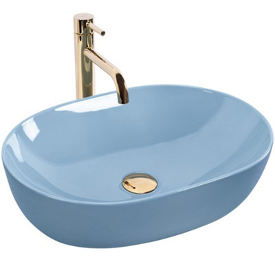 Rea Countertop Washbasin Lisa Ceramic Blue