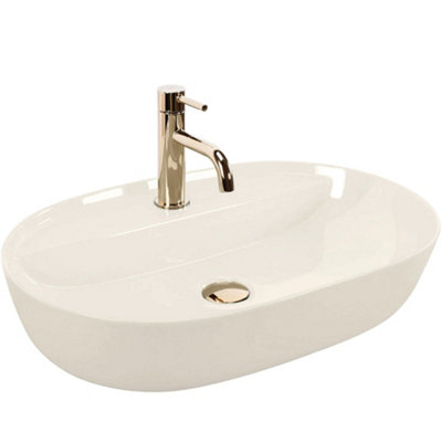 Countertop Washbasin Rea Aura 61 Shiny WhiteCeramic from B&Q