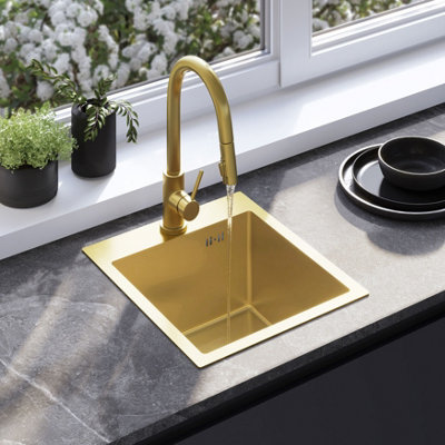 Kitchen Sink Rea Leo Brush Gold Metal from B&Q