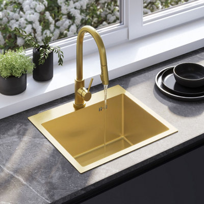 Kitchen Sink Rea Leo Brush Gold Metal from B&Q