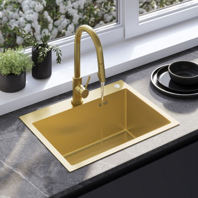 Kitchen Sink Rea Liam Brush Gold Metal from B&Q