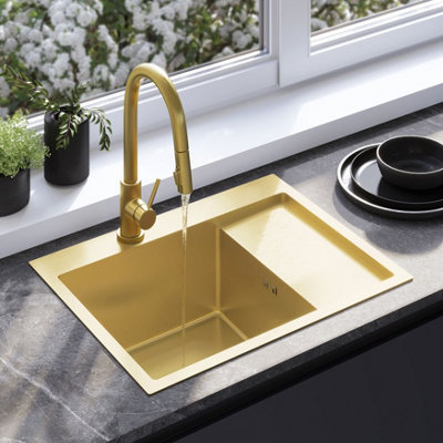 Kitchen Sink Rea Fin Brush GoldMetal from B&Q