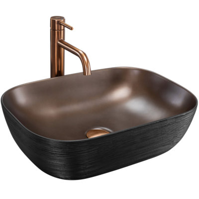Countertop Washbasin Rea Belinda Brush CopperCeramic from B&Q