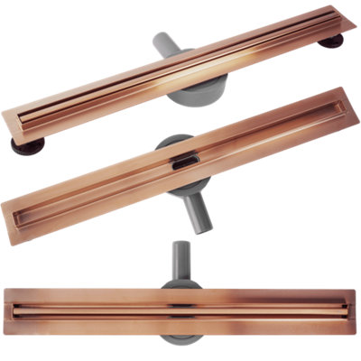 Linear Drainage Rea Neox Slim Pro 840 Brush CopperStainless Steel from B&Q