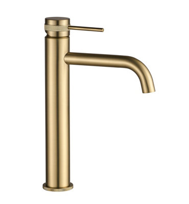Washbasin Faucet Rea Lungo Grip Brush Gold Brass from B&Q