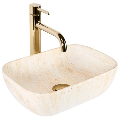 Rea Beige Countertop Washbasin Belinda Mini Ceramic B&Q