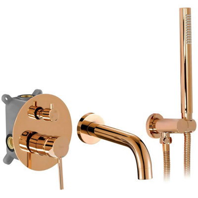Floor-Mounted Bathtub Faucet Rea Lungo Copper + Box from B&Q