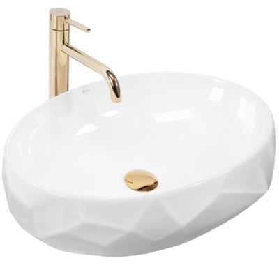 Countertop Washbasin Rea Maya WhiteCeramic from B&Q