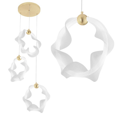 Toolight White/Gold Ceiling Lamp Chandelier Led G012-3Cpr B&Q