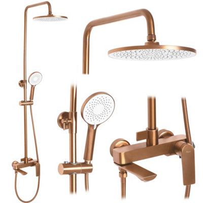 Shower Set Rea Avalon Brush CopperBrass from B&Q