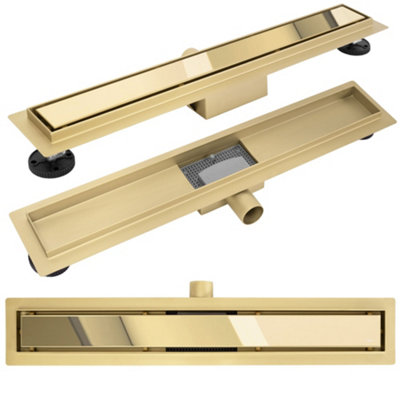 Linear Drainage Rea Neox 900 GoldStainless Steel from B&Q