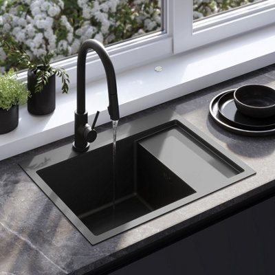 Kitchen Sink Rea Fin Black + Fresh Black FaucetMetal from B&Q