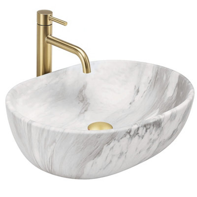 Countertop Washbasin Rea Amelia Ash Matt Beige Oval from B&Q