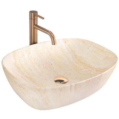 Countertop Washbasin Rea Sevilla Beige Matt OvalCeramic from B&Q