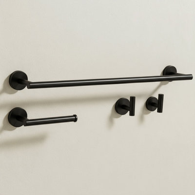 Set Of Bathroom Hangers Rea Ari Black 4 Pieces from B&Q