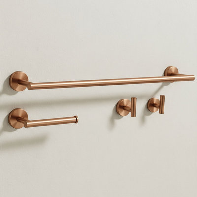 Rea Set Of Bathroom Hangers Ari Brush Copper from B&Q
