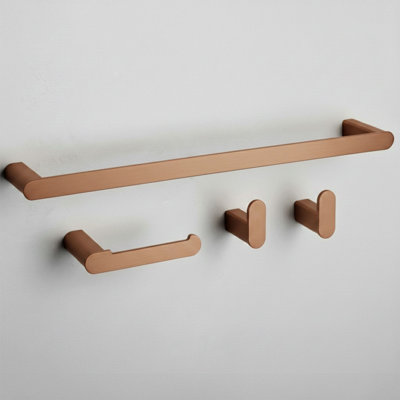 Rea Set Of Bathroom Hangers Mati Brush Copper from B&Q