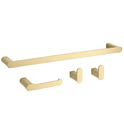 Set Of Bathroom Hangers Rea Mati 4 Pieces Brush Gold 60X6,8X3Cm from B&Q
