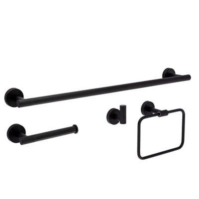 Set Of Bathroom Hangers Rea Grid 4 Pieces Black 60X8,5X5Cm from B&Q