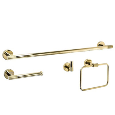 Set Of Bathroom Hangers Rea Grid 4 Pieces Gold 60X8,5X5Cm from B&Q