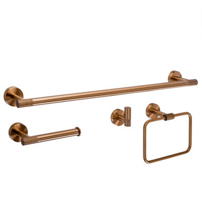 Set Of Bathroom Hangers Rea Grid 4 Pieces Brush Copper 60X8,5X5Cm from B&Q
