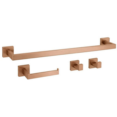 Set Of Bathroom Hangers Rea Rio 4 Pieces Brush Copper 57X8,5X5Cm from B&Q