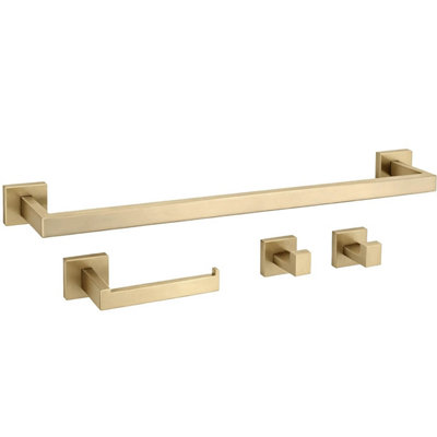 Set Of Bathroom Hangers Rea Rio 4 Pieces Brush Gold 57X8,5X5Cm from B&Q