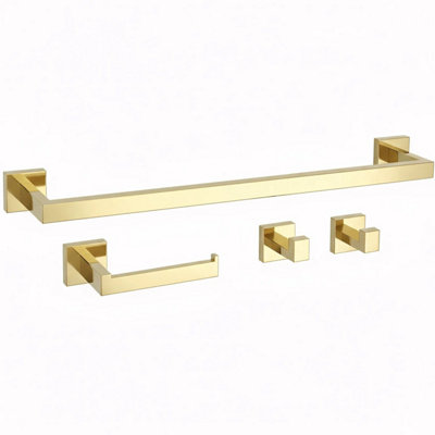 Set Of Bathroom Hangers Rea Rio 4 Pieces Gold 57X8,5X5Cm from B&Q