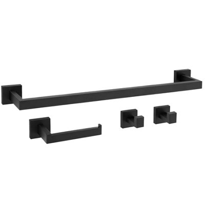 Set Of Bathroom Hangers Rea Rio 4 Pieces Black 57X8,5X5Cm from B&Q