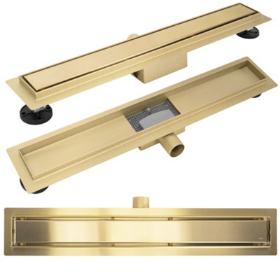 Linear Drain Rea Neox 70 Brush Gold Steel from B&Q