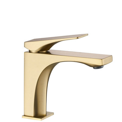 Washbasin Faucet Rea Joe Low Brushed Gold Brass from B&Q