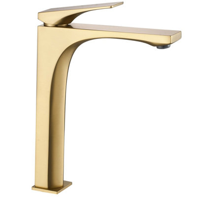 Washbasin Faucet Rea Joe High Brushed Gold Brass from B&Q