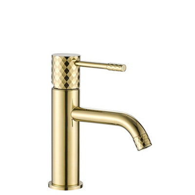 Basin Mixer Tap Rea Lungo Diamond Gold LowBrass