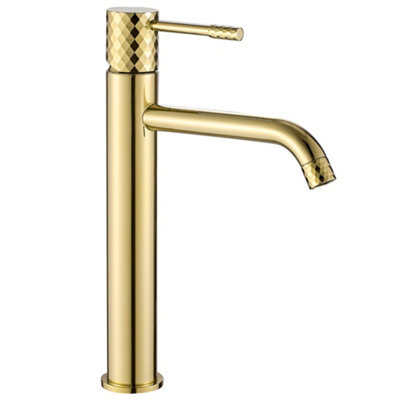 Basin Mixer Tap Rea Lungo Diamond Gold HighBrass