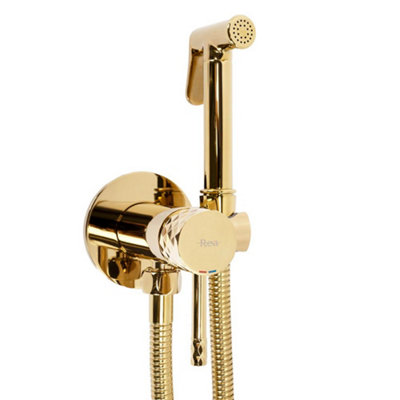 Bidet Faucet Rea Lungo Loop Diamond Golden Brass from B&Q