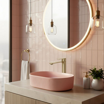 B&Q - Bathroom Faucet  Drop Brush Gold High