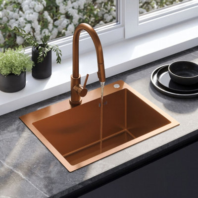 Kitchen Sink Rea Liam Brush Copper Stainless Steel from B&Q
