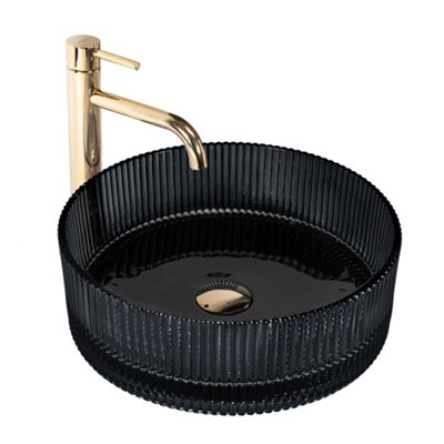 Countertop Basin Rea Ingrid 36 Black Glass from B&Q