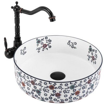 Countertop Washbasin Rea Stefania Fiori WhiteCeramic from B&Q