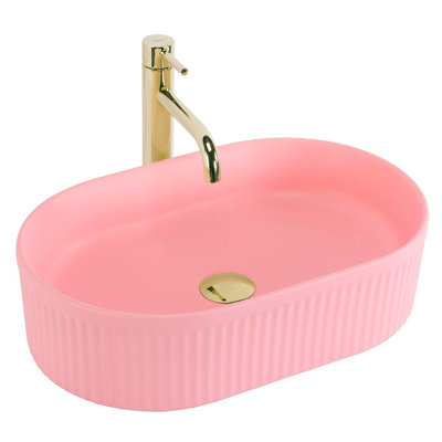 Countertop Washbasin Rea Vanda Bubble Gum PinkCeramic from B&Q