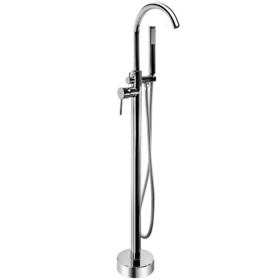 Floor-Mounted Bathtub Faucet Rea Lungo Chrome Brass from B&Q