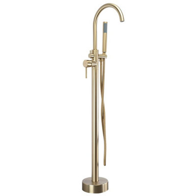 Floor-Mounted Bathtub Faucet Rea Lungo Brush Gold from B&Q