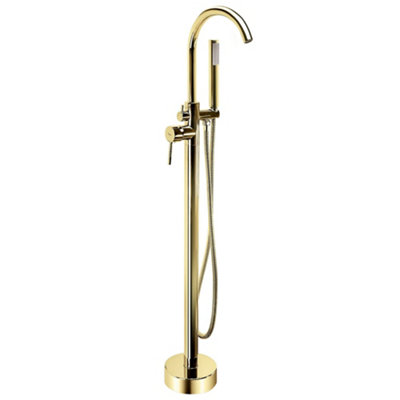 Floor-Mounted Bathtub Faucet Rea Lungo Gold Brass from B&Q