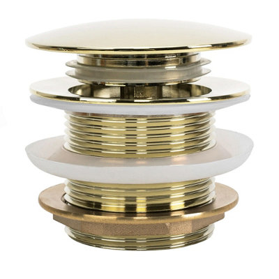 Bathtub Drain Plug Rea Click-Clack GoldBrass from B&Q