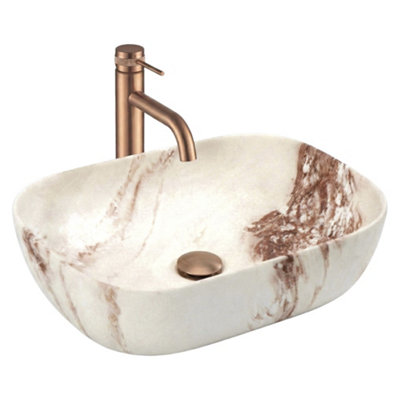 Countertop Washbasin Rea Belinda Marrone Matt BeigeCeramic from B&Q