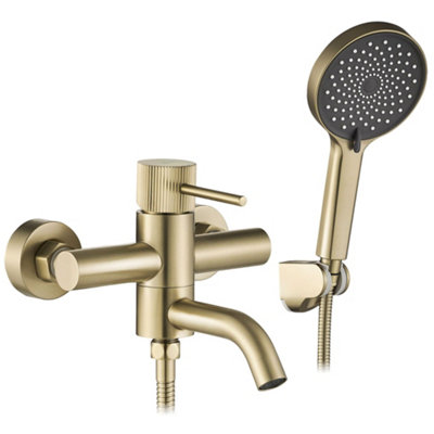 Bath Faucet Rea Lungo Stripe Brush Gold from B&Q