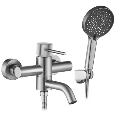Bath Faucet Rea Lungo Stripe Brush Steel from B&Q