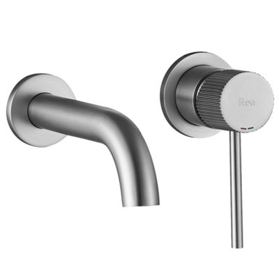 Wall Mounted Basin Faucet Rea Lungo Stripe Brush Steel from B&Q