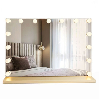 B&Q - Mirror  Hollywood Led Gold 14X80X62Cm